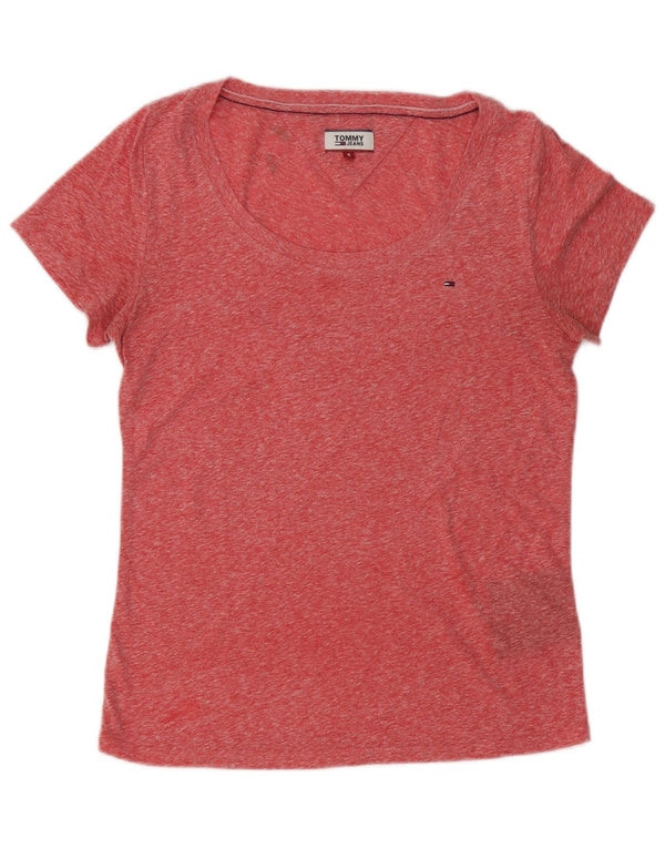 Tommy Hilfiger Ženska majica kratkih rukava UK 10 Small Red Flecked Cotton