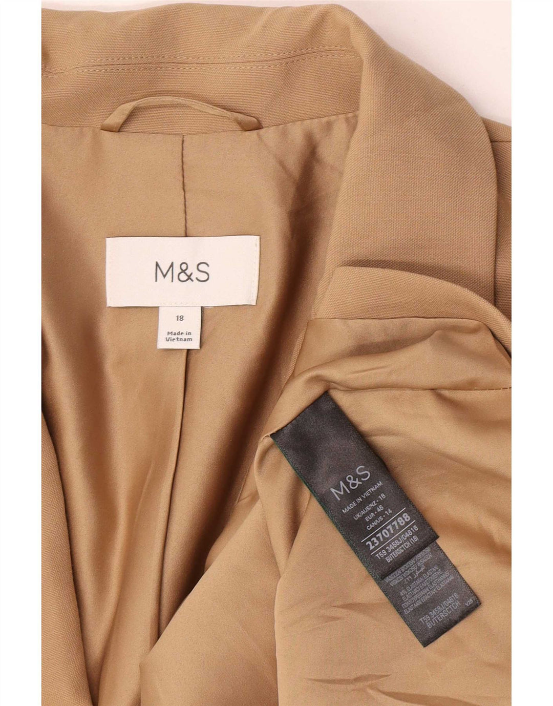 Marks & Spencer ženski sako sa 1 gumbom UK 18 XL bež poliester