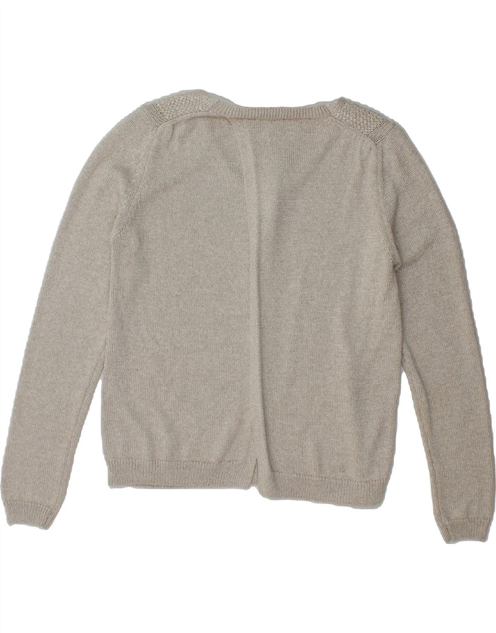 MASSIMO DUTTI Womens Crop Crew Neck Jumper Sweater UK 14 Medium Grey Vintage Massimo Dutti and Second-Hand Massimo Dutti from Messina Hembry 