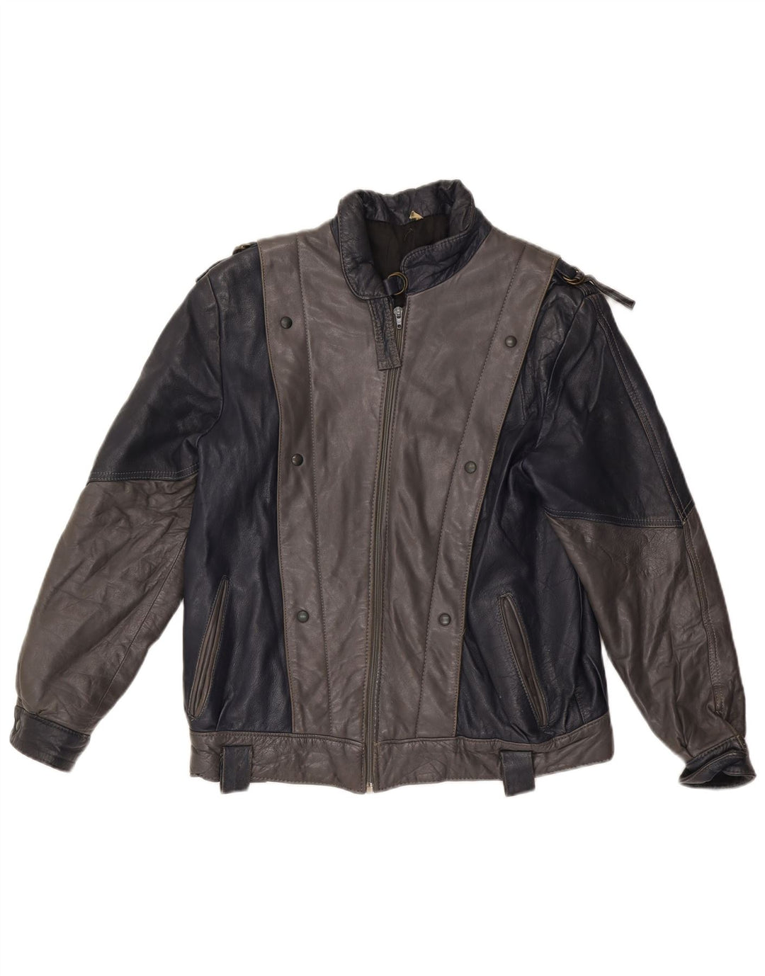 VINTAGE ženska kožna jakna UK 14 srednje siva boja