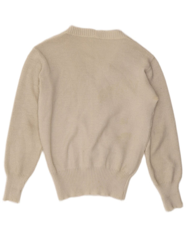 Vintage ženski kardigan džemper UK 12 srednje bijele boje