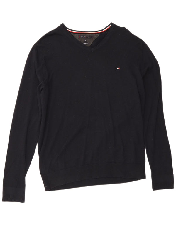 Tommy Hilfiger muški džemper s V-izrezom XL tamnoplavi pamuk