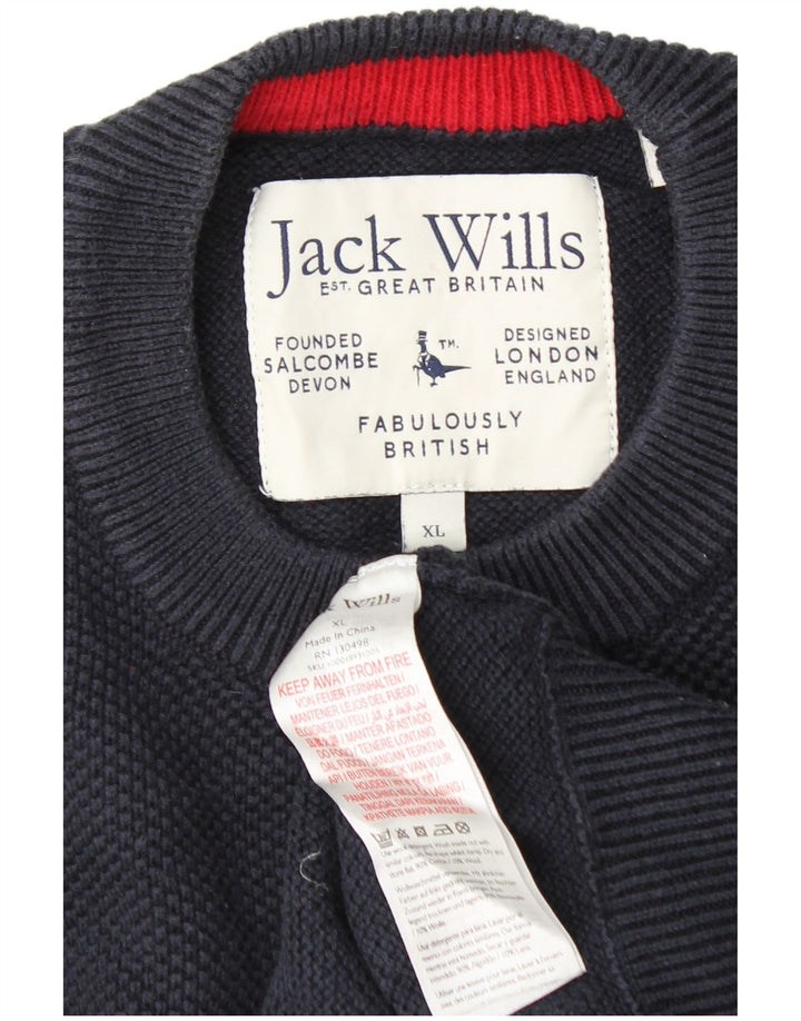 JACK WILLS Ženski džemper s okruglim izrezom UK 18 XL tamnoplavi pamuk