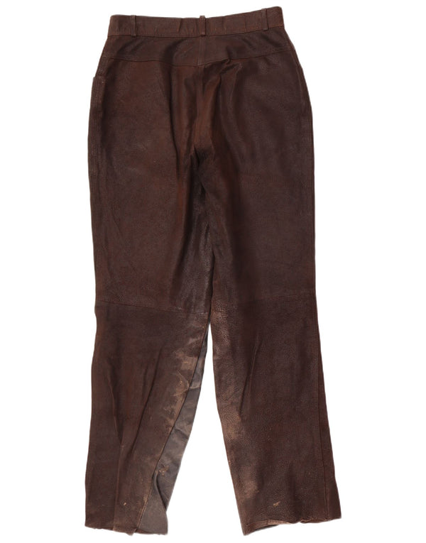 HELLINE Womens High Waist Trousers UK 14 Medium W28 L31 Brown Colourblock