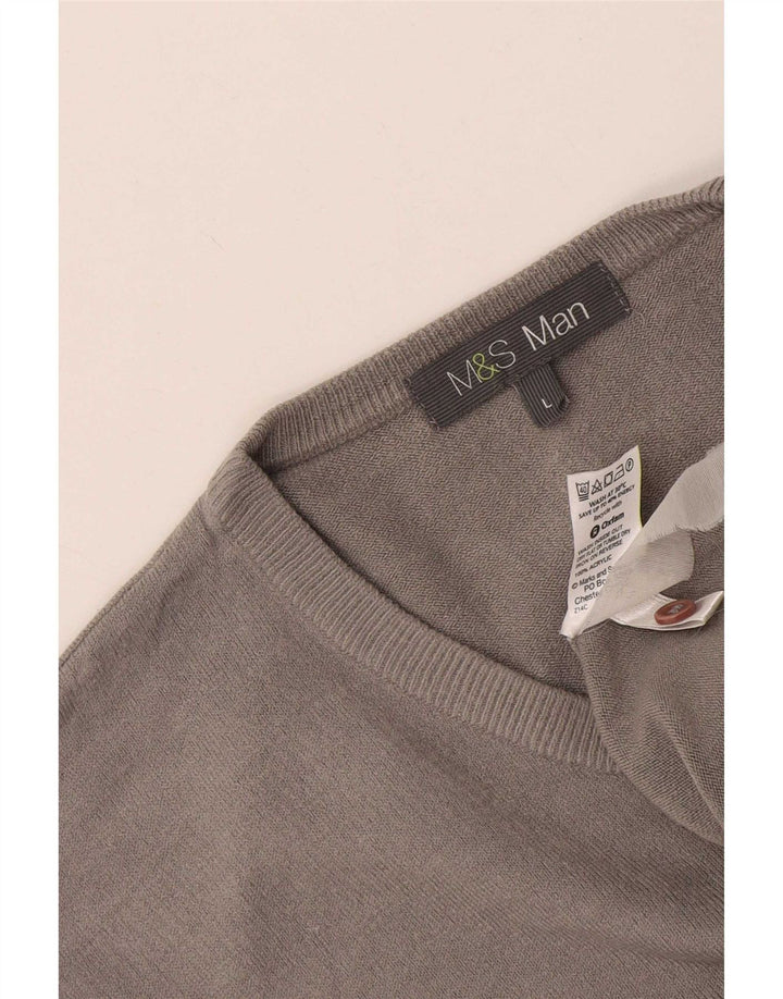 Marks & Spencer muški pulover s V-izrezom veliki sivi akril