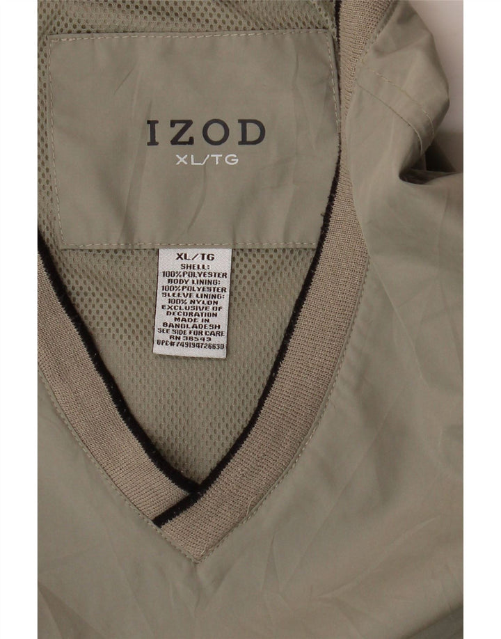 IZOD Mens Pullover Tracksuit Top Jacket UK 42 XL Khaki Polyester Vintage Izod and Second-Hand Izod from Messina Hembry 