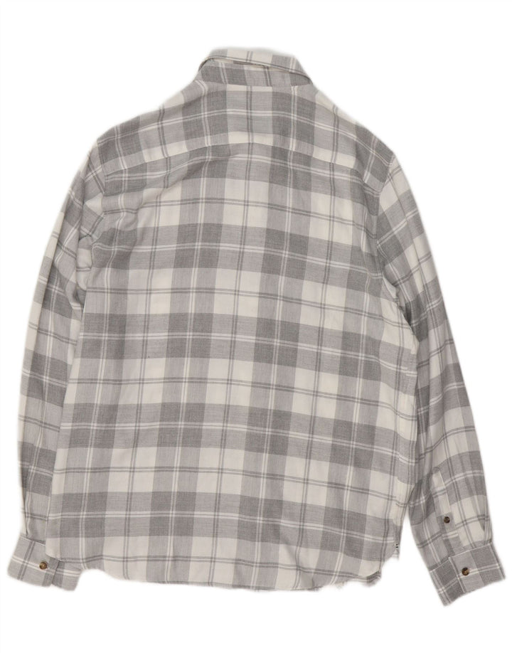TED BAKER Muška flanelska košulja standardnog kroja, velika siva karirana viskoza, veličina 4