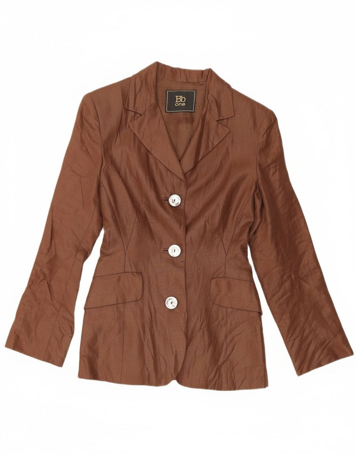 Vintage ženski sako sa 3 gumba UK 10 Mala smeđa