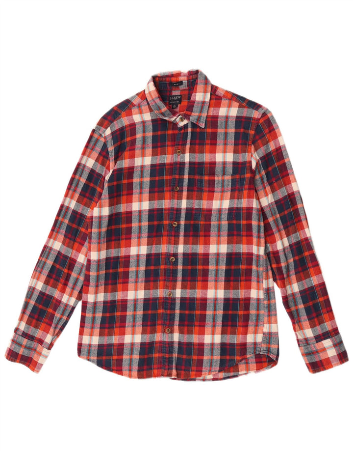 J. Crew muška tanka flanelska košulja srednje crvene karirane pamučne boje