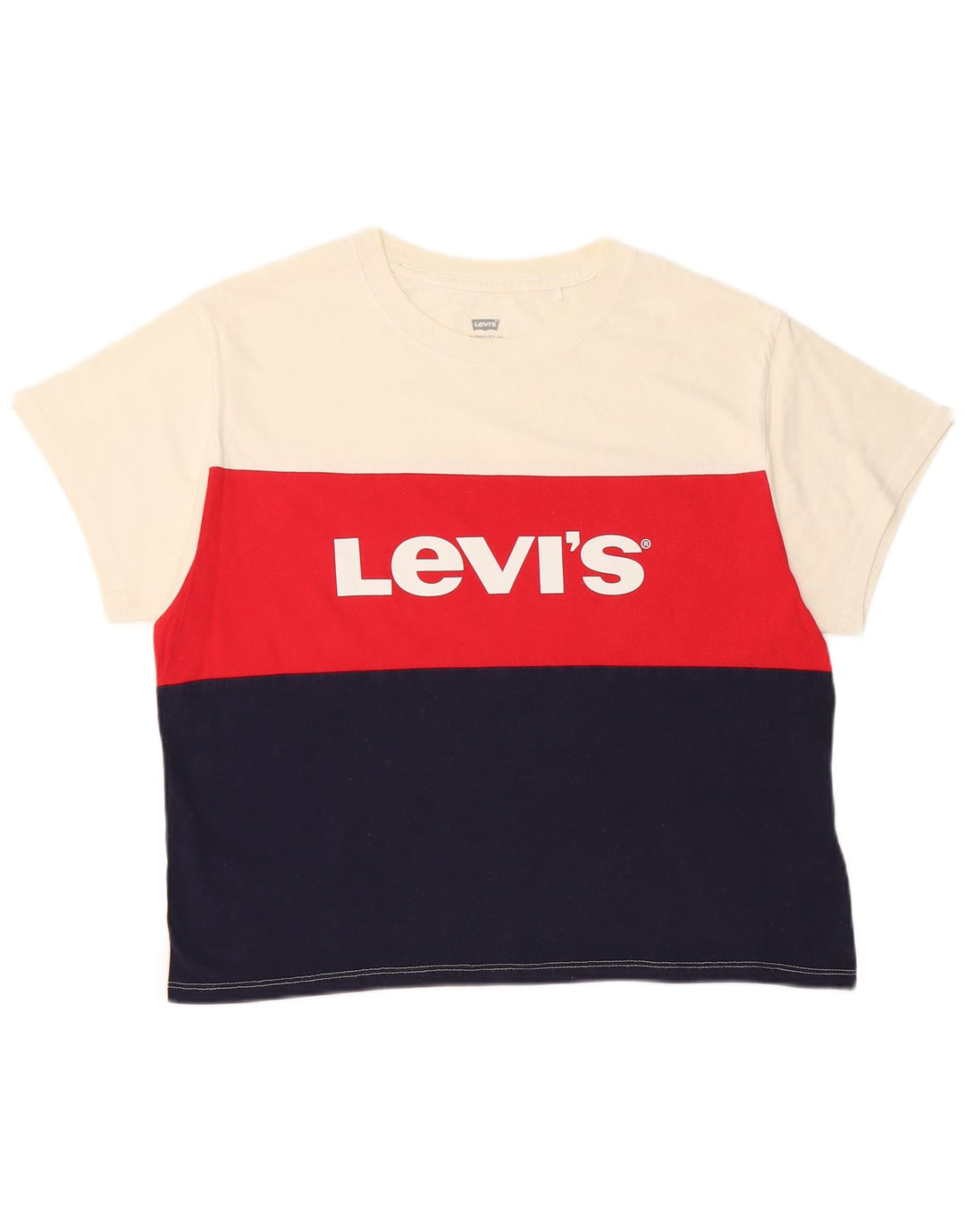 LEVI'S ženska majica kratkih rukava s kratkim crtama UK 10 Small White Colourblock