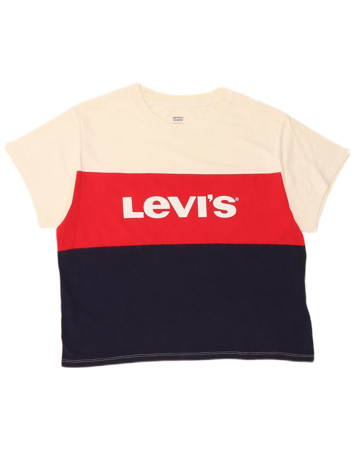 LEVI'S ženska majica kratkih rukava s kratkim crtama UK 10 Small White Colourblock