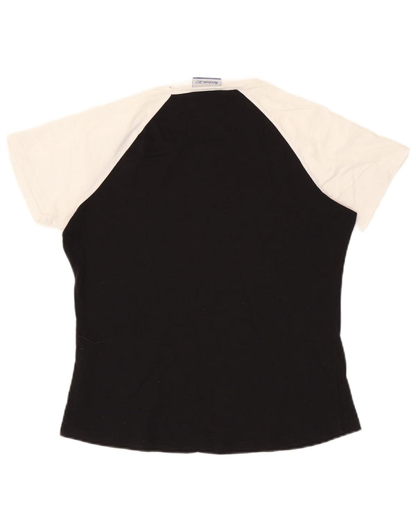 Reebok ženska majica kratkih rukava UK 16 Large Black Colourblock Cotton