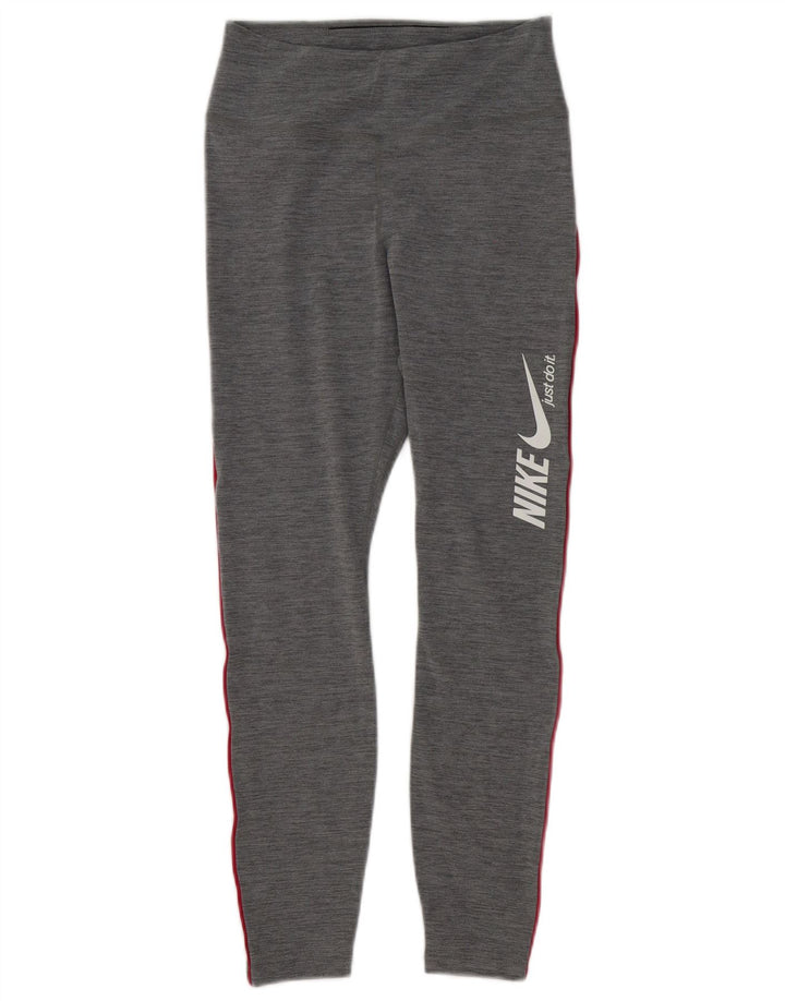 Nike Ženske Dri Fit Graphic Leggings UK 10 Male sive poliesterske