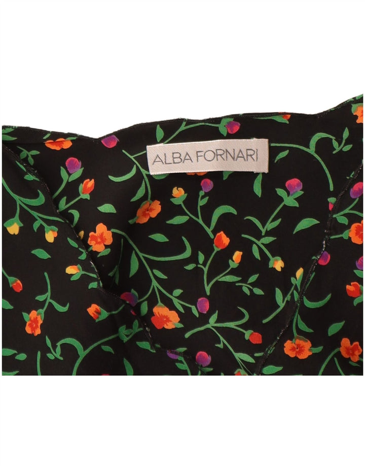 ALBA FORNARI Womens Batwing Blouse Top UK 16 Large Black Floral