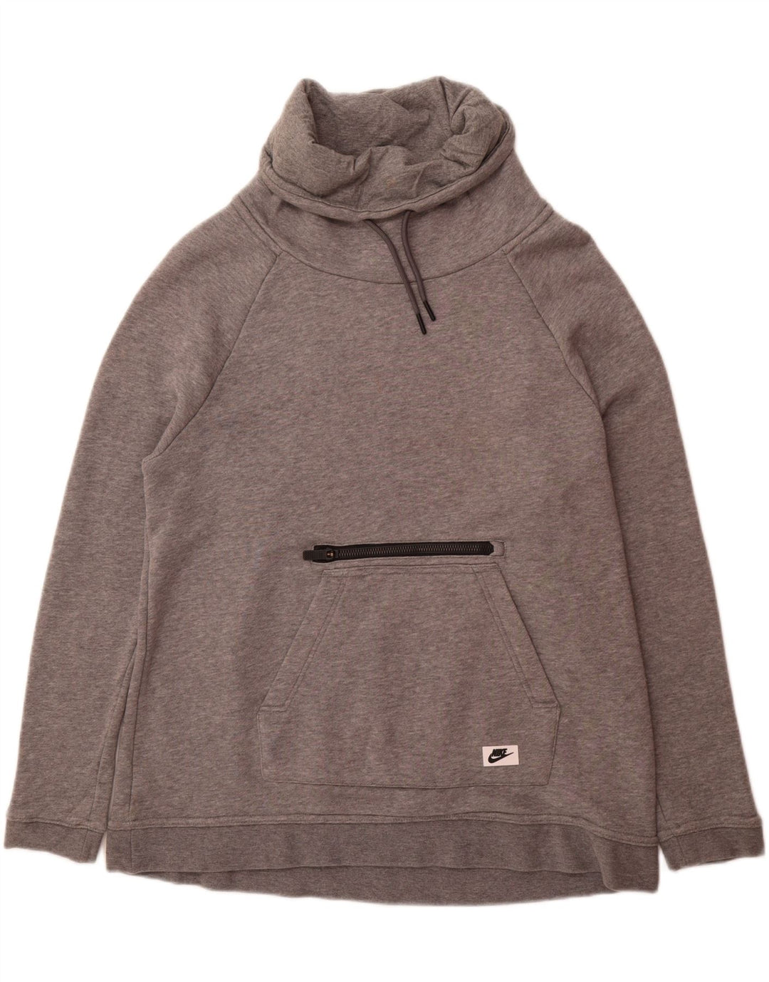 NIKE Womens Roll Neck Sweatshirt Jumper UK 10 Small Grey Cotton