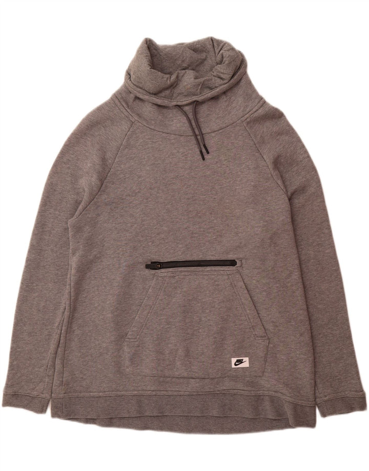 NIKE Womens Roll Neck Sweatshirt Jumper UK 10 Small Grey Cotton