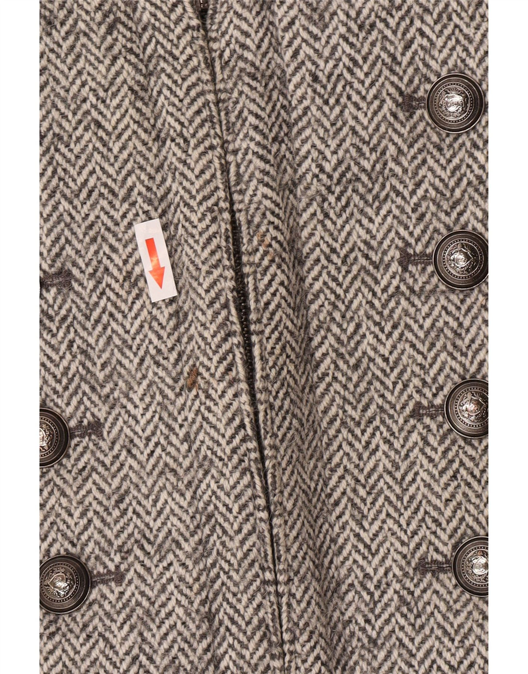 Zara ženski vojni kaput UK 14 Large Grey Riblja kost vuna