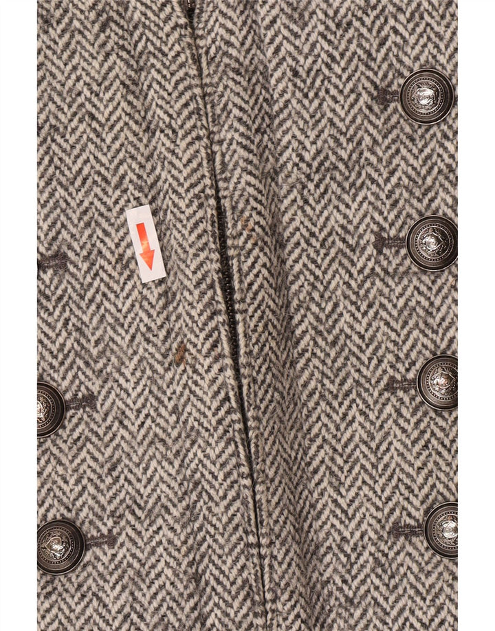 Zara ženski vojni kaput UK 14 Large Grey Riblja kost vuna