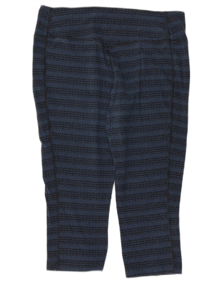 NIKE ženske Dri Fit Capri tajice UK 14 velike pamučne tamnoplave pruge