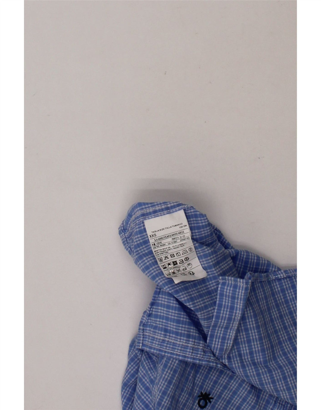 BENETTON Boys Shirt 3-4 Years 2XS Blue Check Cotton Vintage Benetton and Second-Hand Benetton from Messina Hembry 