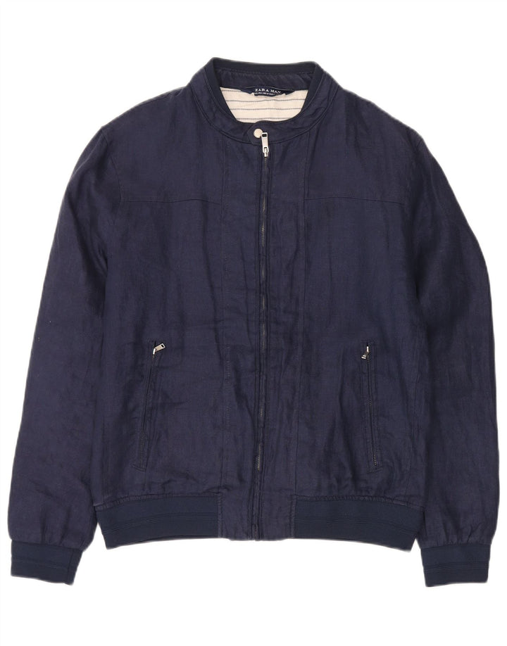 Zara muška bomber jakna UK 40 Large tamnoplavo platno