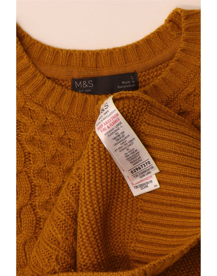 Marks & Spencer muški džemper s okruglim izrezom Veliki žuti akril