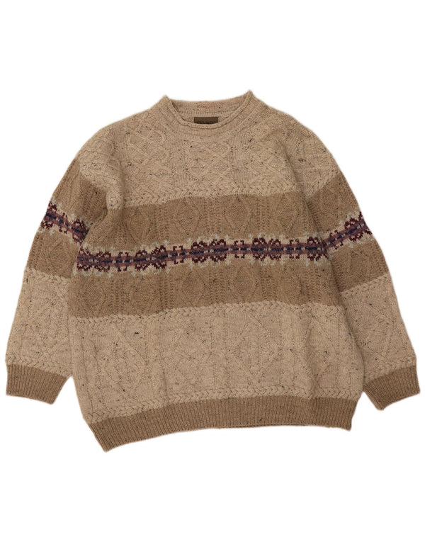 Sevres muški džemper s okruglim izrezom IT 54 XL Bež Fair Isle vuna