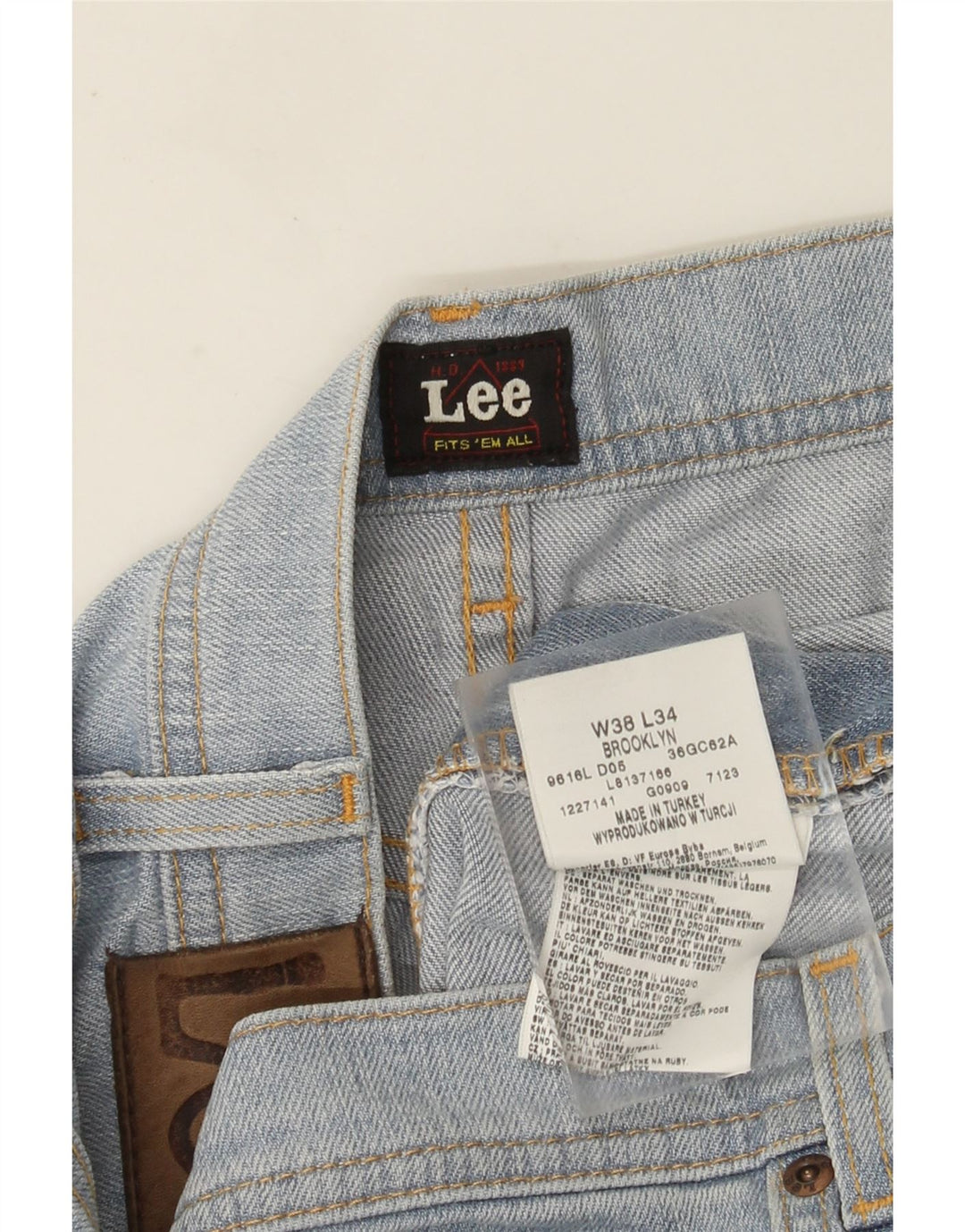 Lee Mens Brooklyn Straight Jeans W38 L34 Plavi pamuk