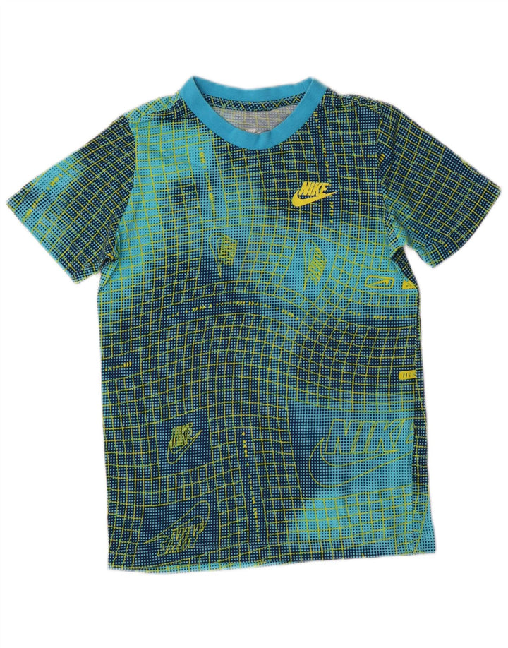 NIKE Boys Abstract Pattern Graphic T-Shirt Top 10-11 Years Medium Blue