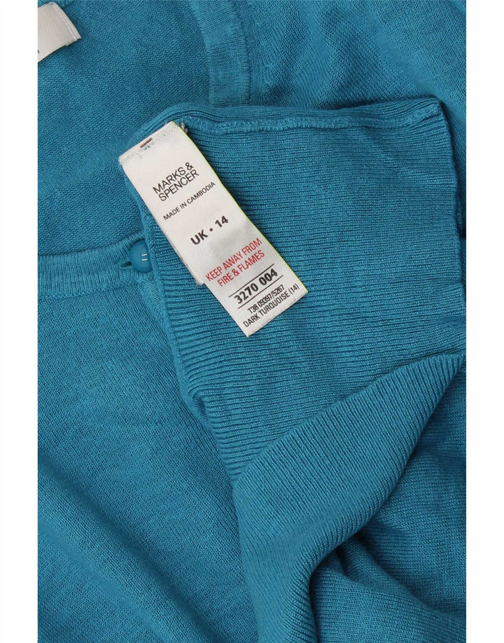 Marks & Spencer ženski kardigan džemper UK 14 srednje tirkizna viskoza