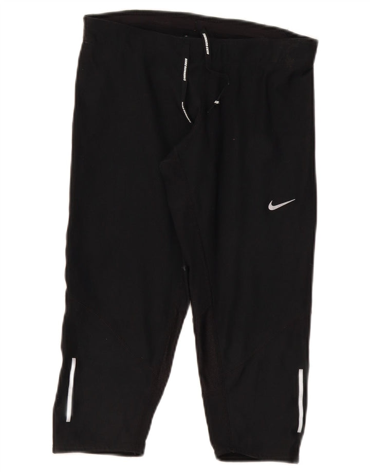Nike Ženske Dri Fit Capri tajice UK 8 Male crne poliesterske