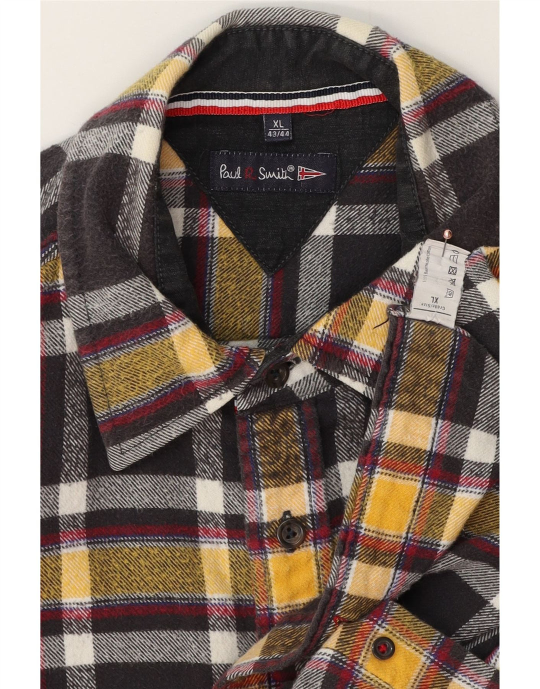 PAUL SMITH Muška karirana flanelska košulja veličina 43/44 XL crni karirani pamuk