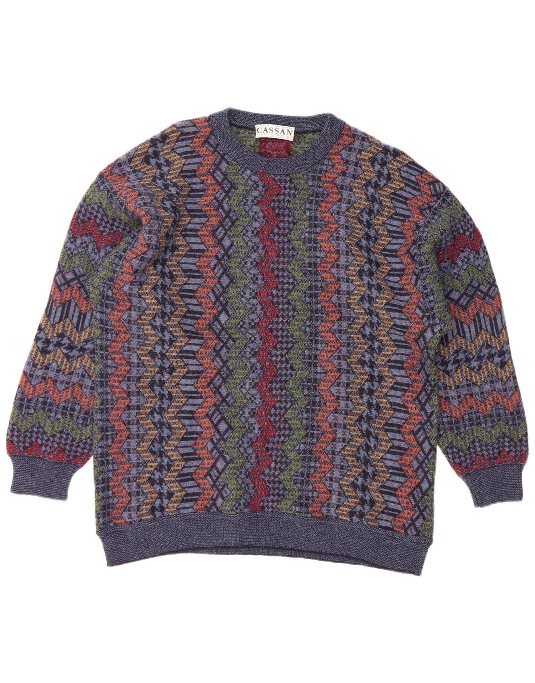 CASSAN Muški džemper s veznim izrezom IT 52 Veliki tamnoplavi ševron od vune