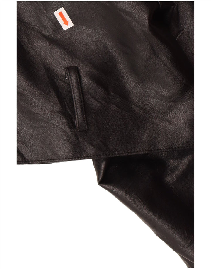 ZARA Womens Oversized Faux Leather Blazer Jacket UK 10 Small Black