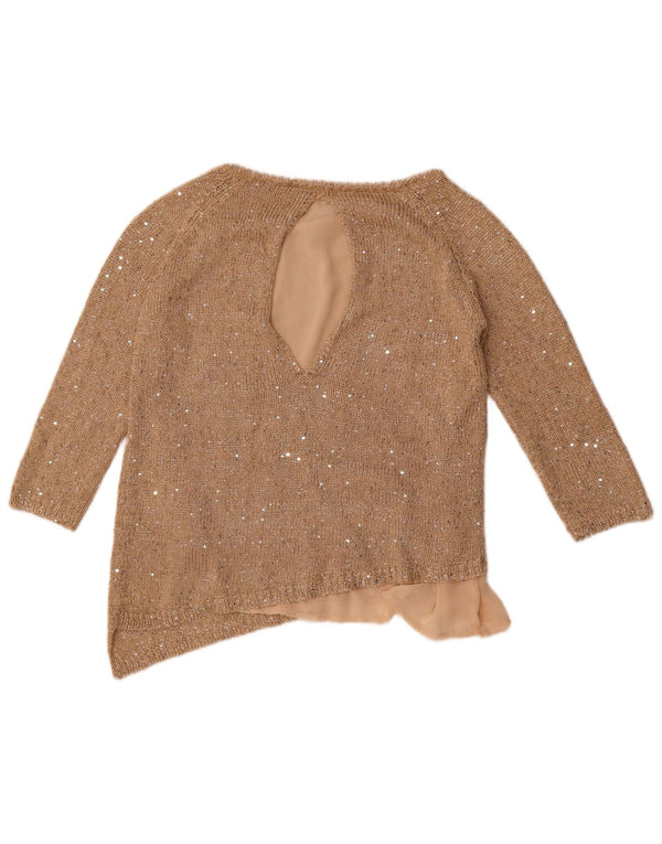 Zara ženski džemper s asimetričnim veznim izrezom UK 14 Srednje bež s pjegama