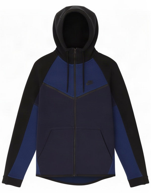 Nike Mens Zip Hoodie Sweater Small Navy Blue Colourblock Cotton