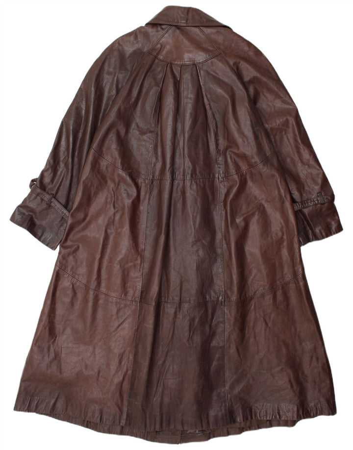 VINTAGE ženski kožni kaput UK 14 Srednje smeđa