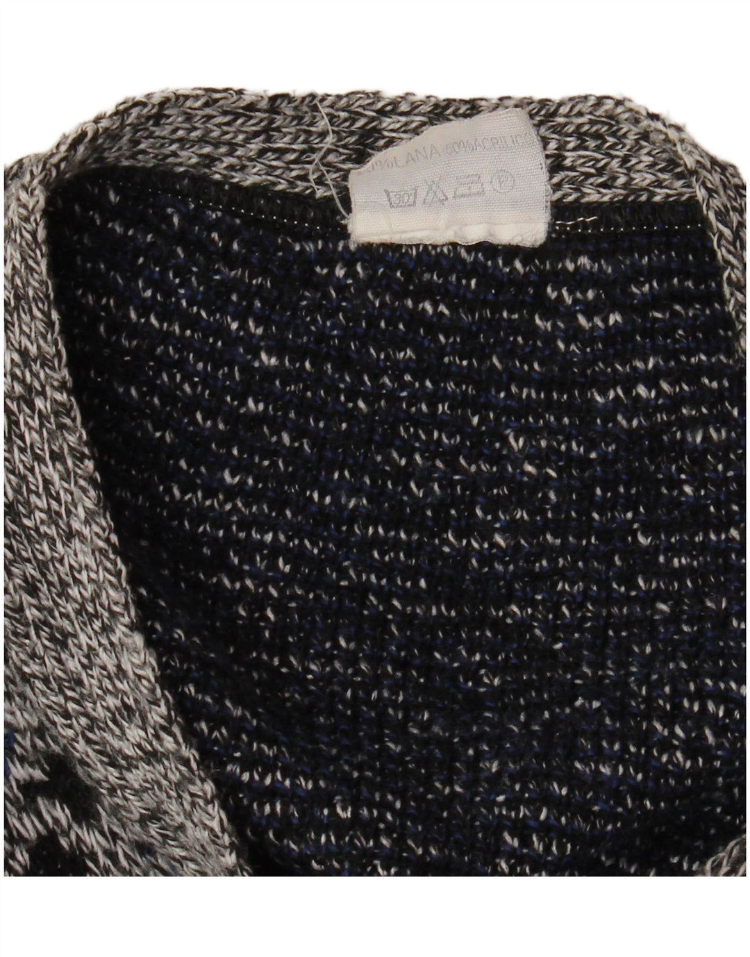 VINTAGE muški kardigan pulover XL siva geometrijska vuna