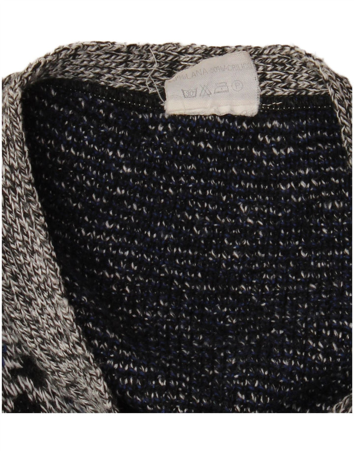 VINTAGE muški kardigan pulover XL siva geometrijska vuna