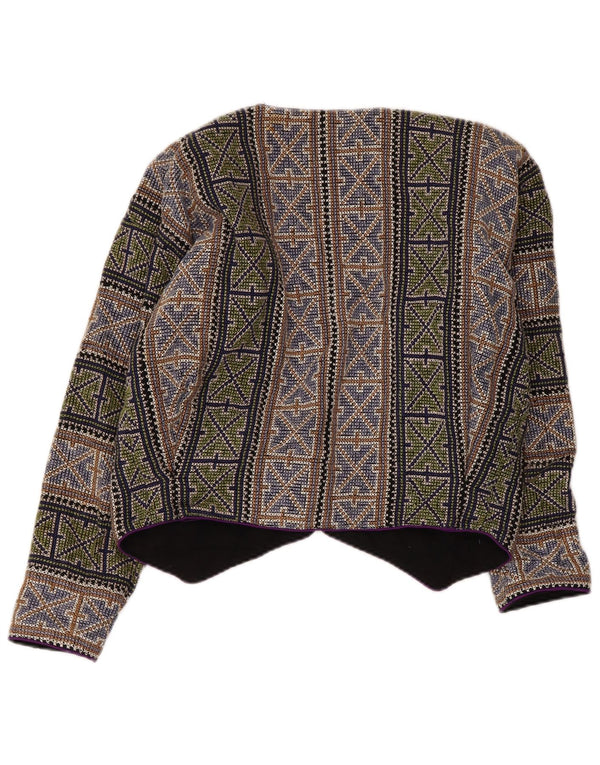 Vintage ženski kratki sako jakna UK 14 srednje raznobojna geometrijska
