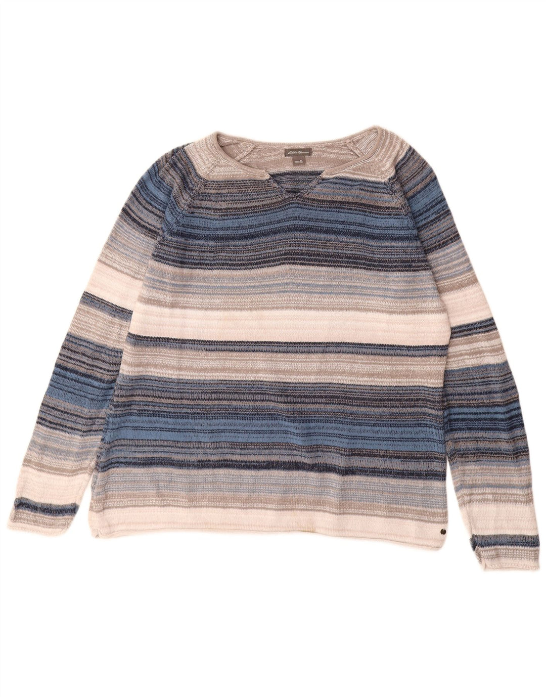 EDDIE BAUER Ženski džemper s V-izrezom UK 18 XL na višebojne pruge