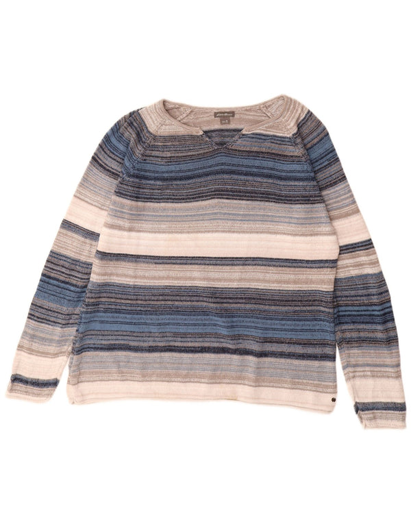 EDDIE BAUER Ženski džemper s V-izrezom UK 18 XL na višebojne pruge