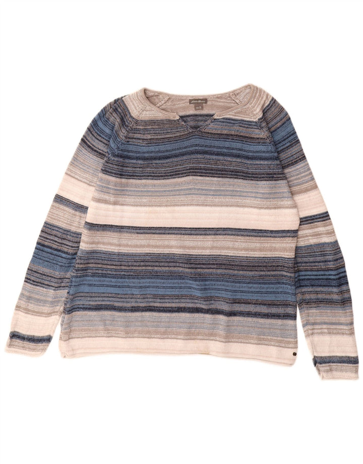 EDDIE BAUER Ženski džemper s V-izrezom UK 18 XL na višebojne pruge