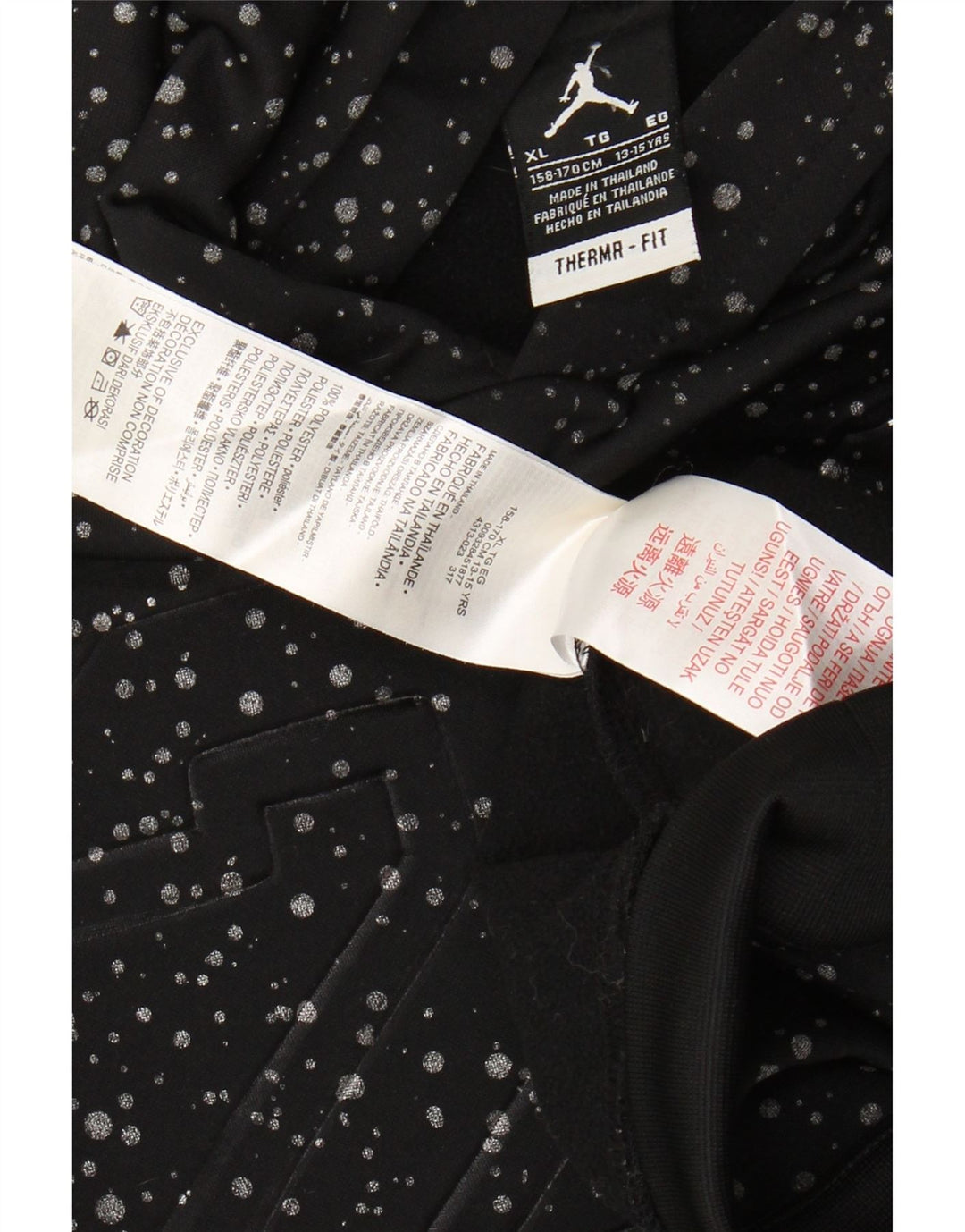 JORDAN Boys Therma-Fit grafička majica s kapuljačom 13-14 godina XL crna na točkice