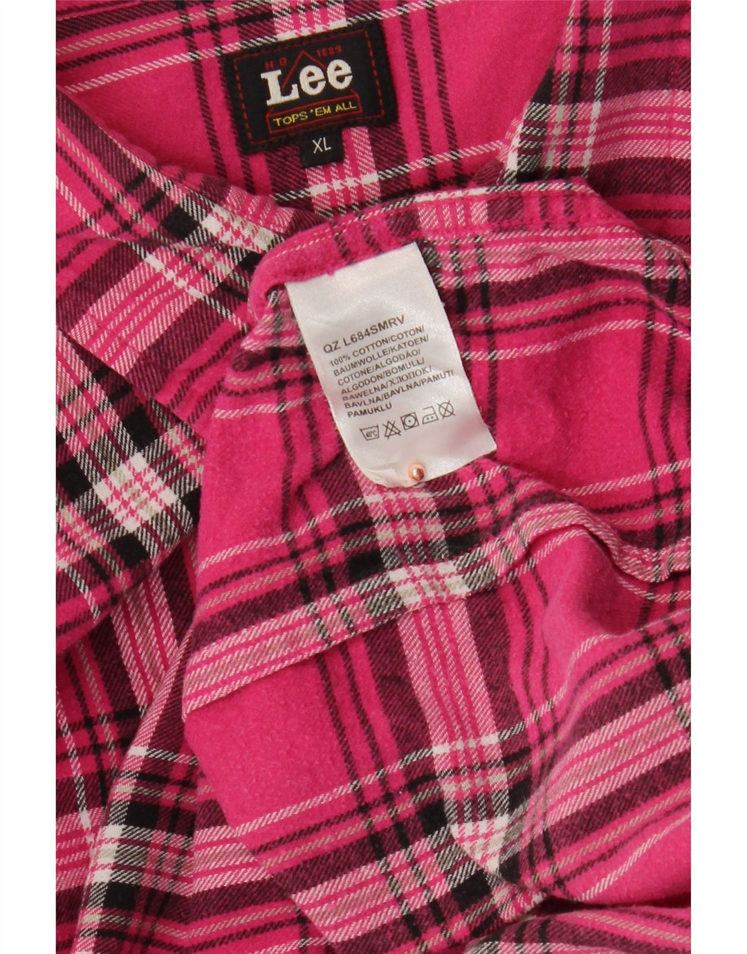 LEE Mens Flannel Shirt XL Pink Check Cotton Vintage Lee and Second-Hand Lee from Messina Hembry 