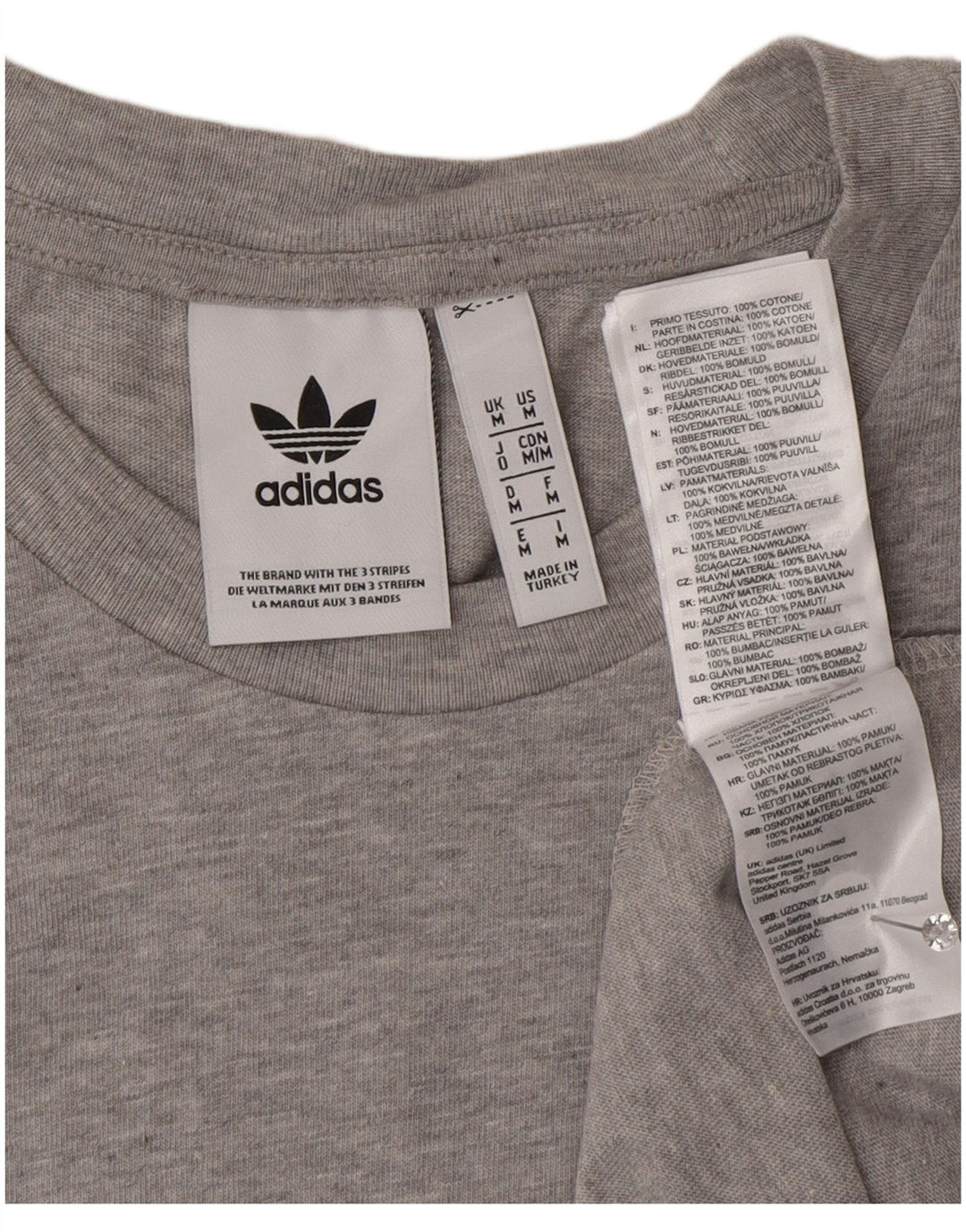 ADIDAS Mens Graphic T-Shirt Top Medium Grey Cotton