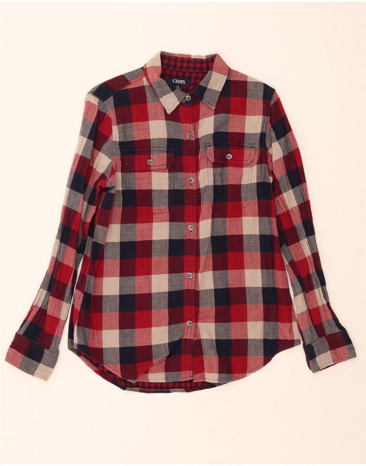 CHAPS Womens Flannel Shirt UK 14 Medium Red Check Cotton Vintage Chaps and Second-Hand Chaps from Messina Hembry 