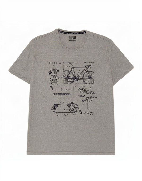 Fat Face Muška majica kratkih rukava s grafičkim motivima 2XL, sivi flekasti pamuk