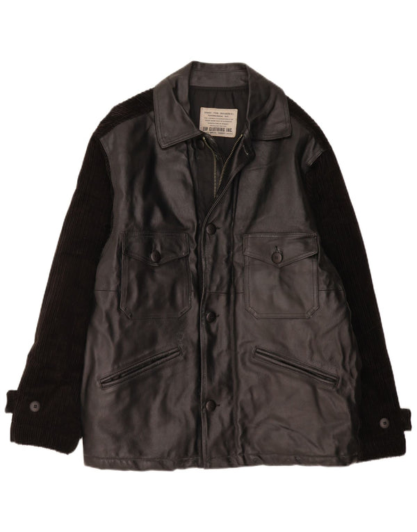 Vintage muška kožna jakna od samta UK 38 Srednja crna koža