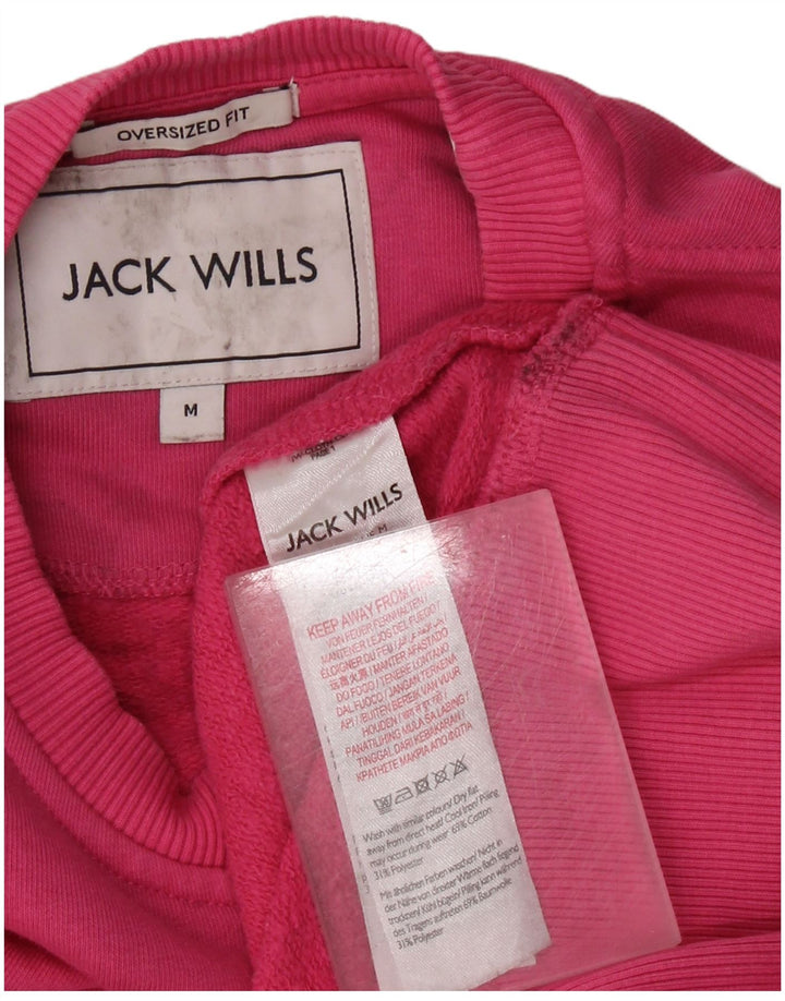 JACK WILLS Ženska prekomjerna majica s kratkim rukavima UK 14 Srednje ružičasti pamuk